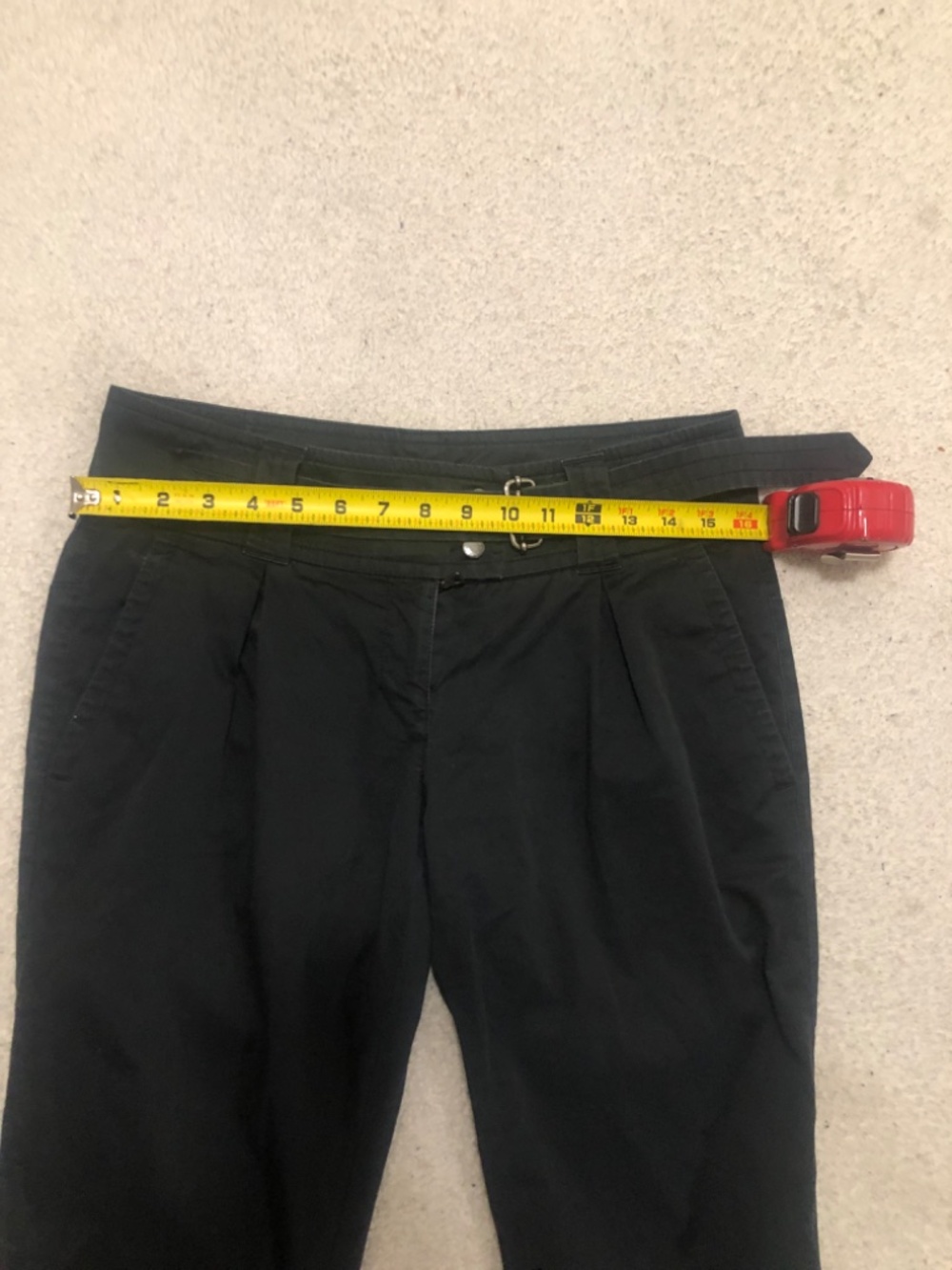 prada pleated black cropped pants with belt size 42 - Picture 3 of 11